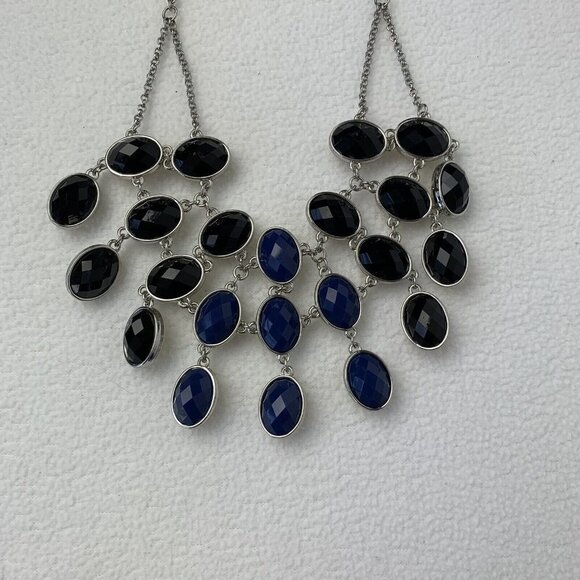 Arden B Triple Row Beaded Necklace Reversible Blue Black Ivory - Picture 2 of 8